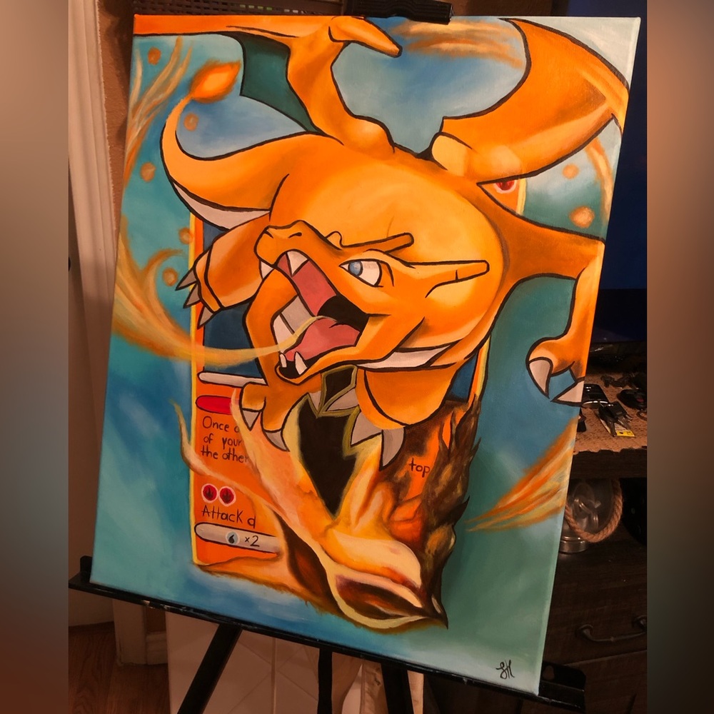 Charizard hand painted canvas